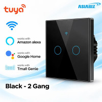 Tuya WiFi 2 Gang Smart Touch Switch Black Color (Latest Edition)